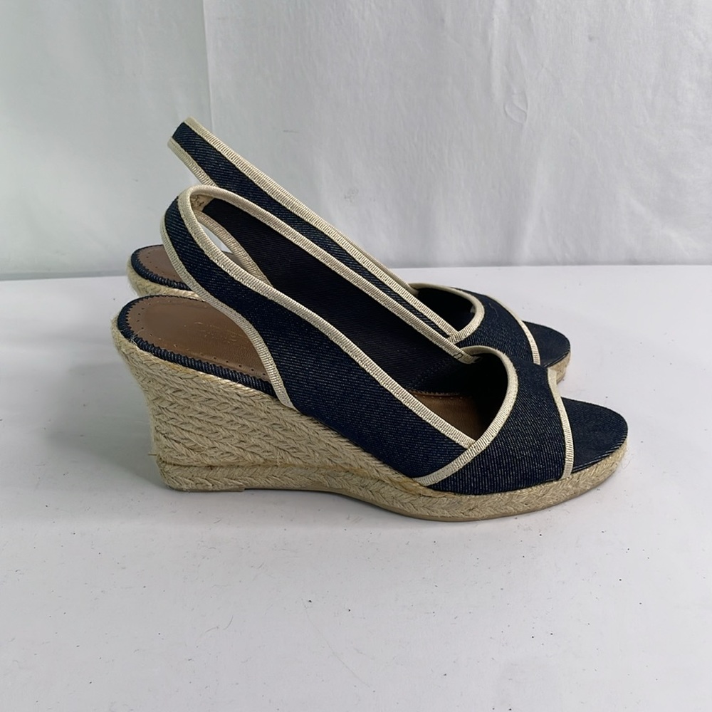J. Crew Navy and Cream Wedge Sandals